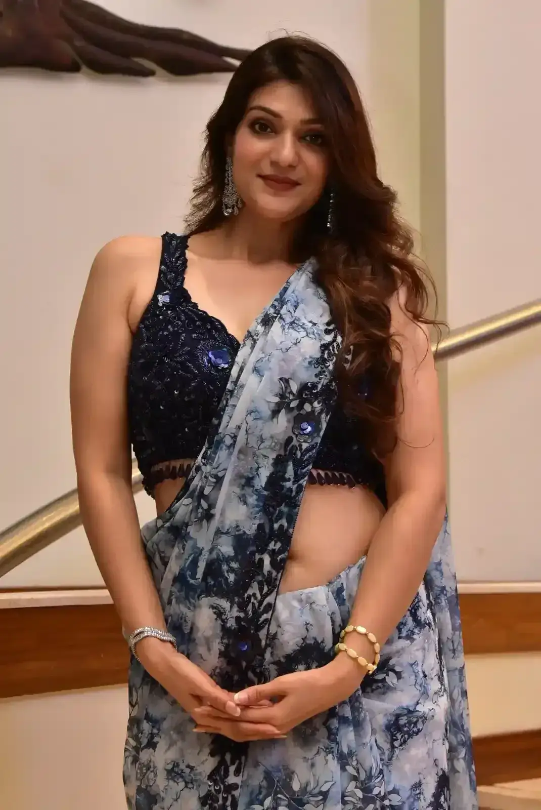 Indian Actress Aditi Gautam Images in Blue Colour Saree